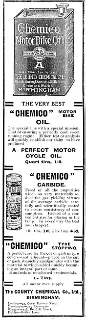 Chemico Motor Cycle Oils - Chemico Carbide - Chemico Tyre Patches