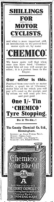 Chemico Motor Cycle Oil - Chemico Carbide - Chemico Tyre Stopping