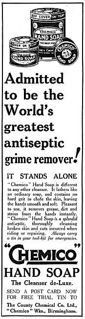 Chemico Hand Cleanser 1930 Advert                                