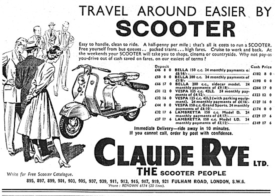 Claude Rye  Motor Scooter Sales & Service                        