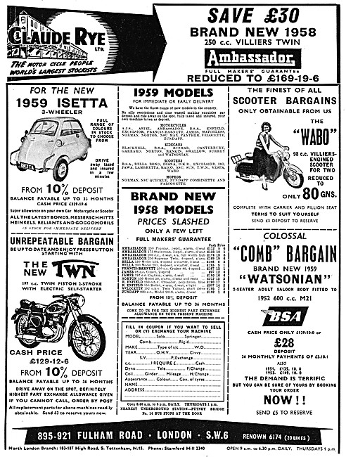 Claude Rye Motorcycle Dealership : WABO Motor Scooter            
