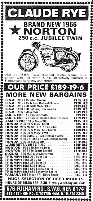 Claude Rye Motorcycle Sales 1967                                 