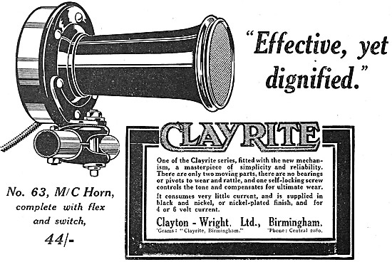 Clayton-Wright Clayrite Motor Cycle Electric Horn                