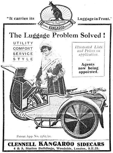 Clennell Kangaroo Sidecars 1921 Advert                           