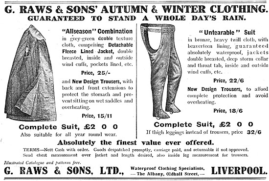 Raws Motorcyclists Weatherproof Clothing                         