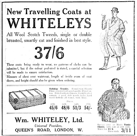 William Whiteley Mens Tailors Travelling Coats                   