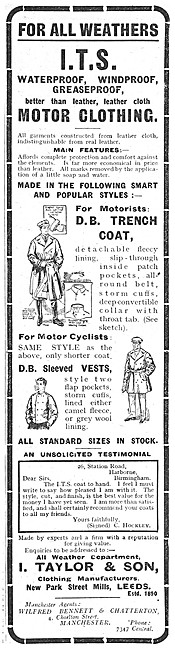 Taylor I.T.S. Motor Clothing - D.B.Trench Coats & Sleeved Vests  
