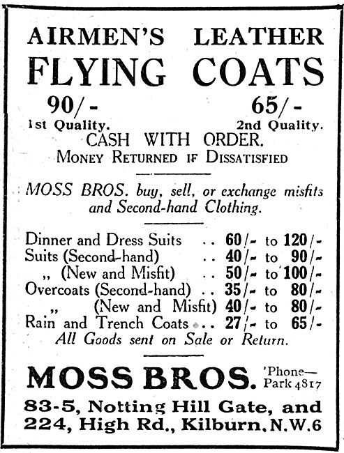 Moss Bross Airmens Leather Flying Coats                          