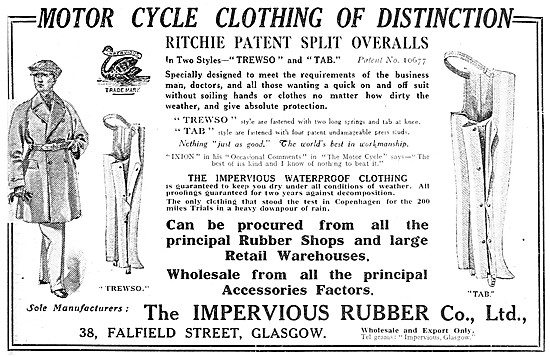 Impervious Motorcyclists Waterproof Clothing 1922 Fashions       