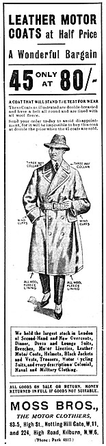 Moss Bross Motor Cycle Coats 1923 Styles                         