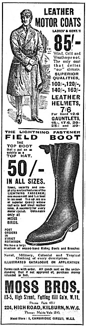 Moss Bros Motor Cycle Clothing 1925 Catalogue Products           