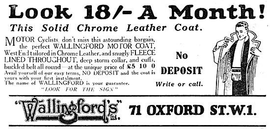 Wallingfords Chrome Leather Motor Cycling Coats 1927 Style       