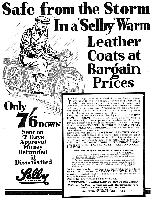 The Selby Leather Motor Cycle Coat 1928                          