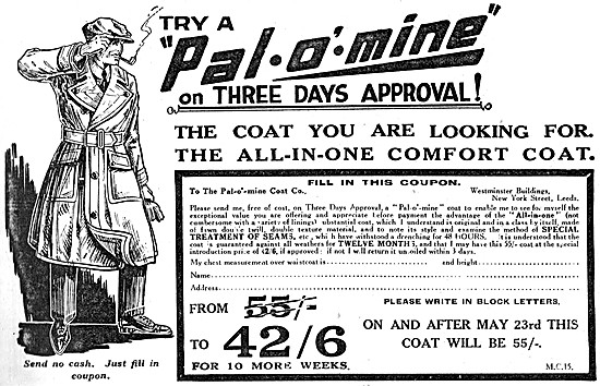 Pal-O-Mine Motorcycle Coats 1929 Product Lines                   