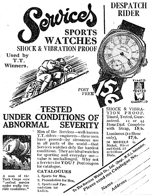 Services Sports Watches 1929 Advert                              