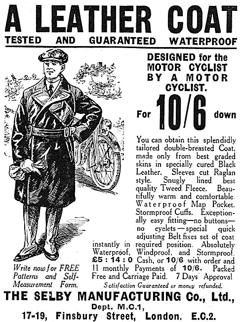 1929 Selby Leather Motor Cycle Coat                              