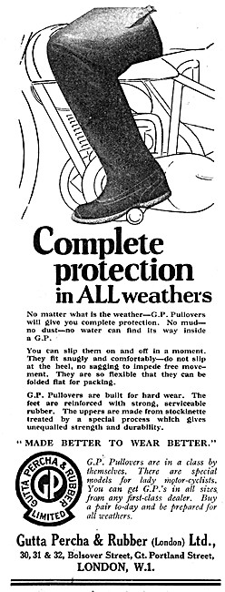 G.P. Weatherproof Pullovers & Leggings For Motorcyclists 1930    
