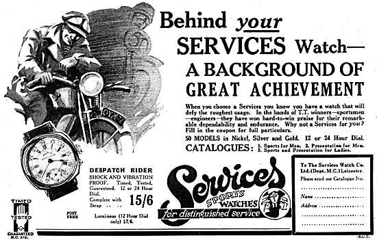 Services Sports Watches 1930 Advert                              