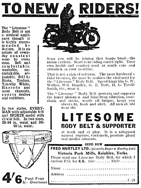 Litesome Body Belt & Supporter For Motorcyclists 1931 Pattern    