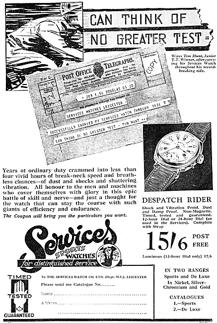 Services Despatch Rider Wrist Watches 1931 Pattern               
