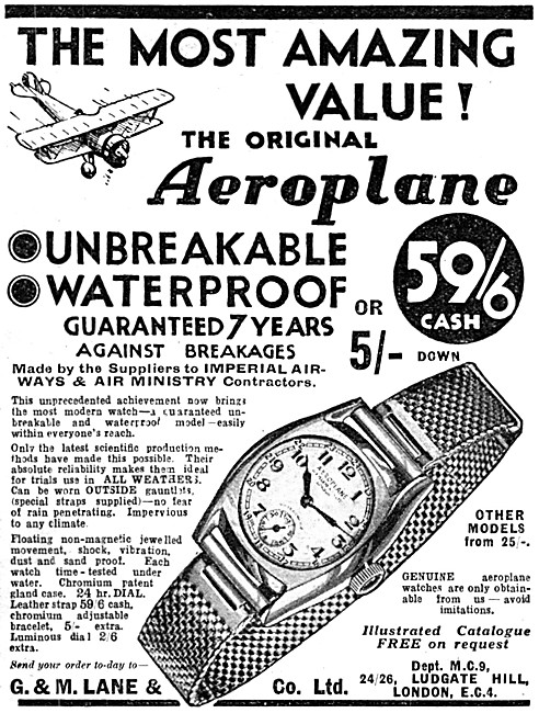 G.&M. Lane Aeroplane Watches                                     
