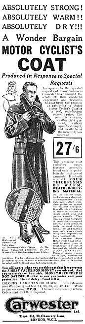 Carwester Motor Cyclists Coat 1934                               