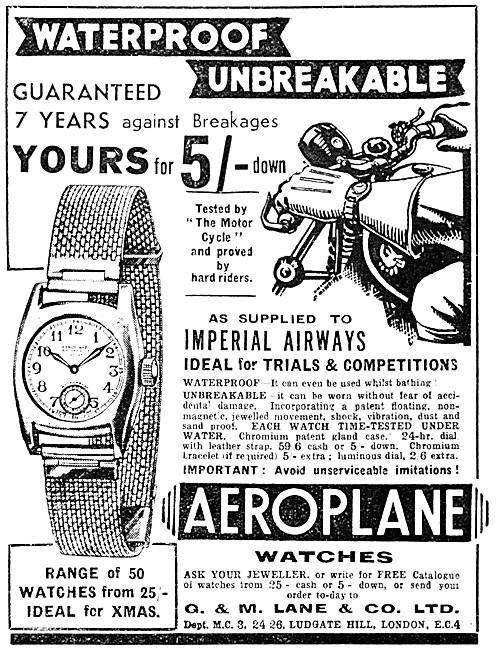 1936 G.&.M.Lane Aeroplane Watches                                