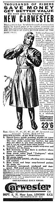 Carwester Motor Cycle Coats 1937 Patterns                        