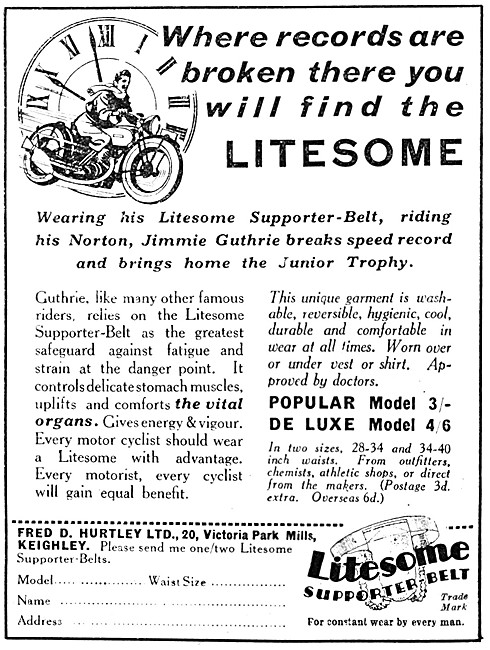 LItesome Motorcyclists Supporter- Belts 1937 Models              