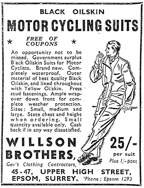 Willson Brothers Motor Cycling Suits                             