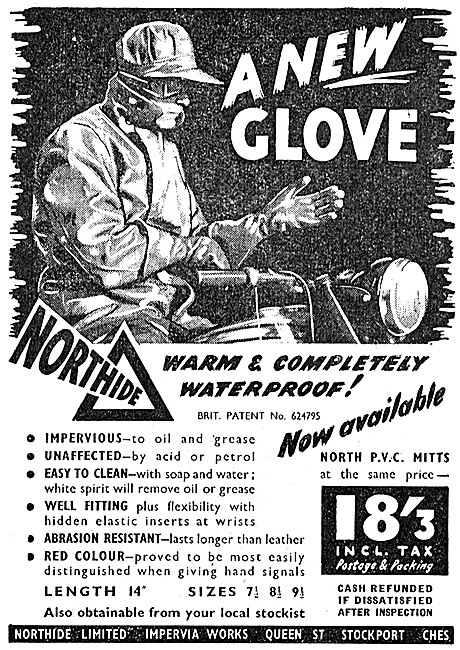 1951 Northide Motorcyclists Gloves Advert                        
