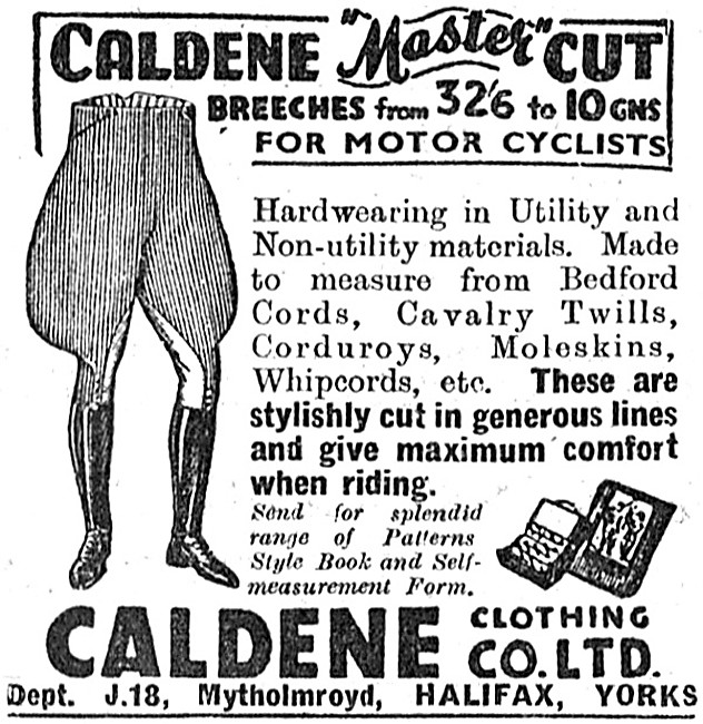 Caldene Riding Breeches 1951 Advert                              