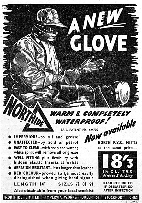 Northide Motor Cycle Gloves 1951                                 