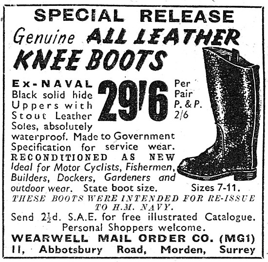 Wearwell Mail Order - Ex naval Knee Boots 1953                   