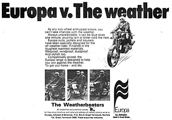 Europa Motorcycle Weatherproof Clothing                          