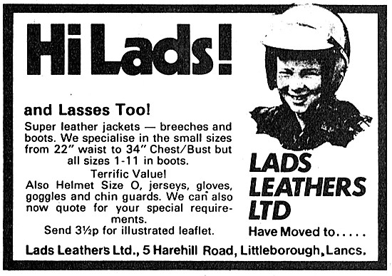 Lads Leathers Motorcycle Leathers 1974 Advert                    