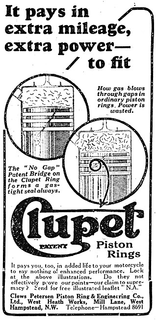 Clupet Piston Rings 1928 Advert                                  