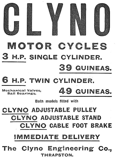 Clyno Motor Cycles 1910 Models & Features                        