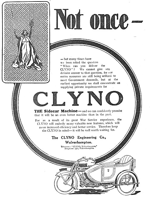 Clyno Motor Cycles - 1917 Clyno Sidecar Machine                  