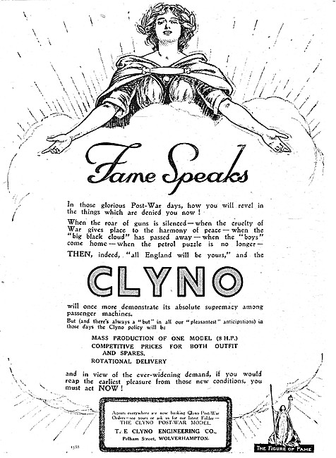 Clyno Motor Cycles 19i8 Advert                                   