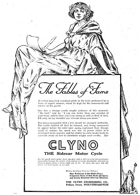1918 Clyno Motor Cycle Advert                                    