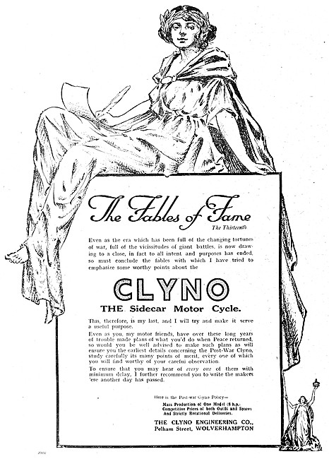 1918 Clyno Motor Cycle Sidecar Machines                          