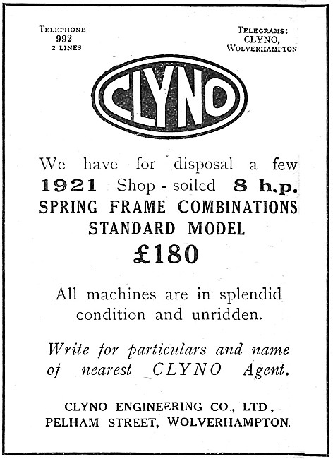 Clyno Motor Cycles 1921                                          