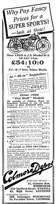 Colmore Depot Motor Cycles Dealership 1929. Walsall              