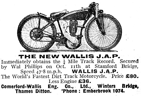 Wallis JAP Dirt Track Motorcycle 1930                            