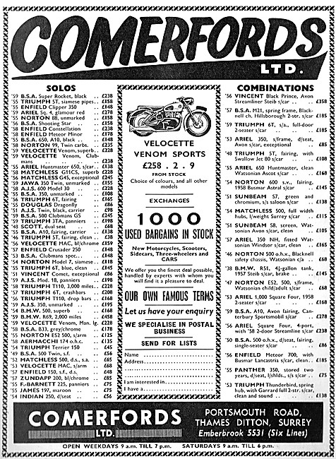 Comerfords Motorcycle Sales                                      