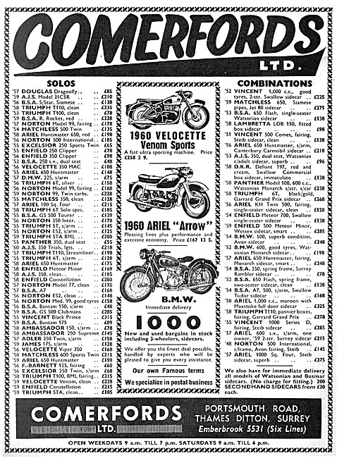 Comerfords Motor Cycle Sales                                     
