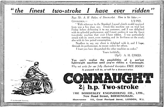 1921 Connaught 2.5 hp  Motor Cycle                               