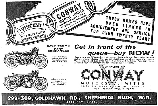 Conway Motors Motorcycle Sales & Service - Vincent Specialists   