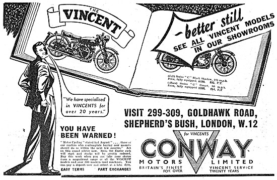 Conway Motors Motorcycle Sales & Service - Vincent Specialists   